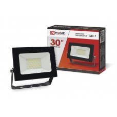 Прожектор светодиодный СДО-7 30Вт 230В 6500К IP65 черн. IN HOME 4690612034621 1414384