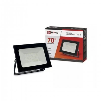 Прожектор светодиодный СДО-7 50 Вт 6500К IP65 черный IN HOME 4690612034638