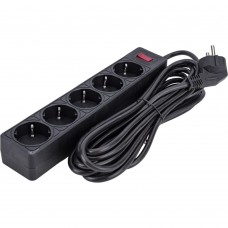 Сетевой фильтр ПВС 3х0,75 5роз. 1,8м 10А 2200W ЧЕРНЫЙ, земля, выкл. E1M 901416 1-2.SALE 901416